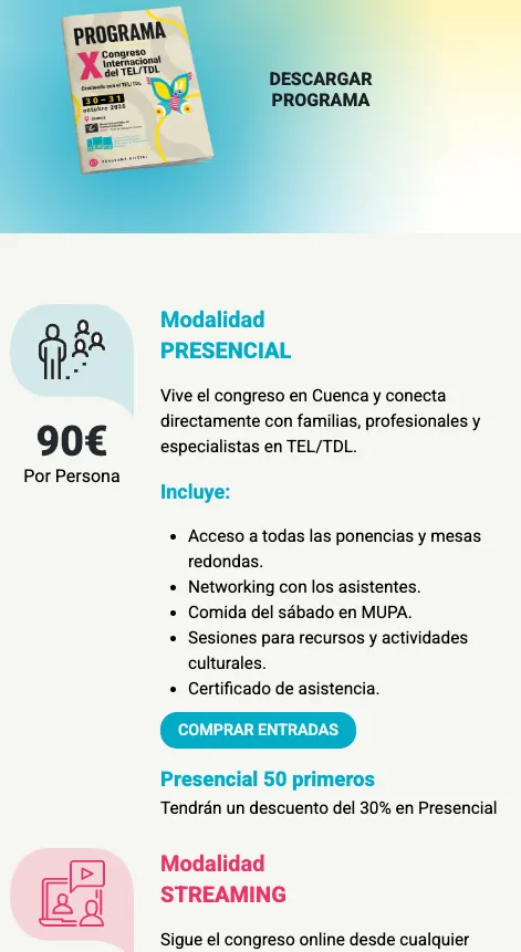 Modalidades y precios del congreso en el móvil