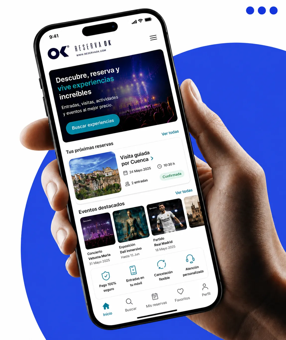 Software de venta de entradas online de Reserva OK en un móvil