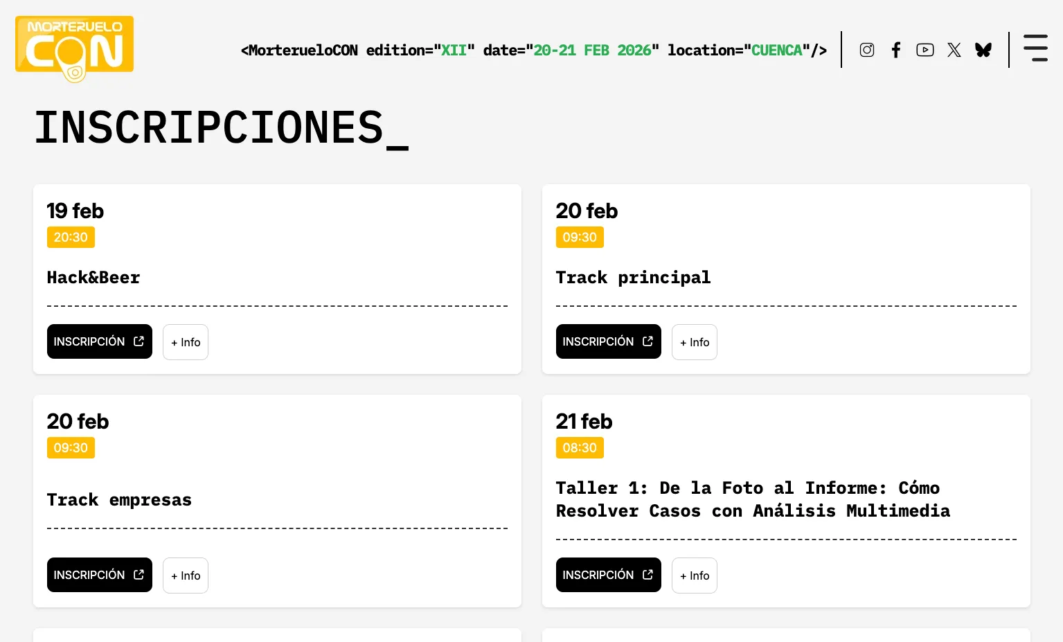 Página de inscripciones de MorterueloCON
